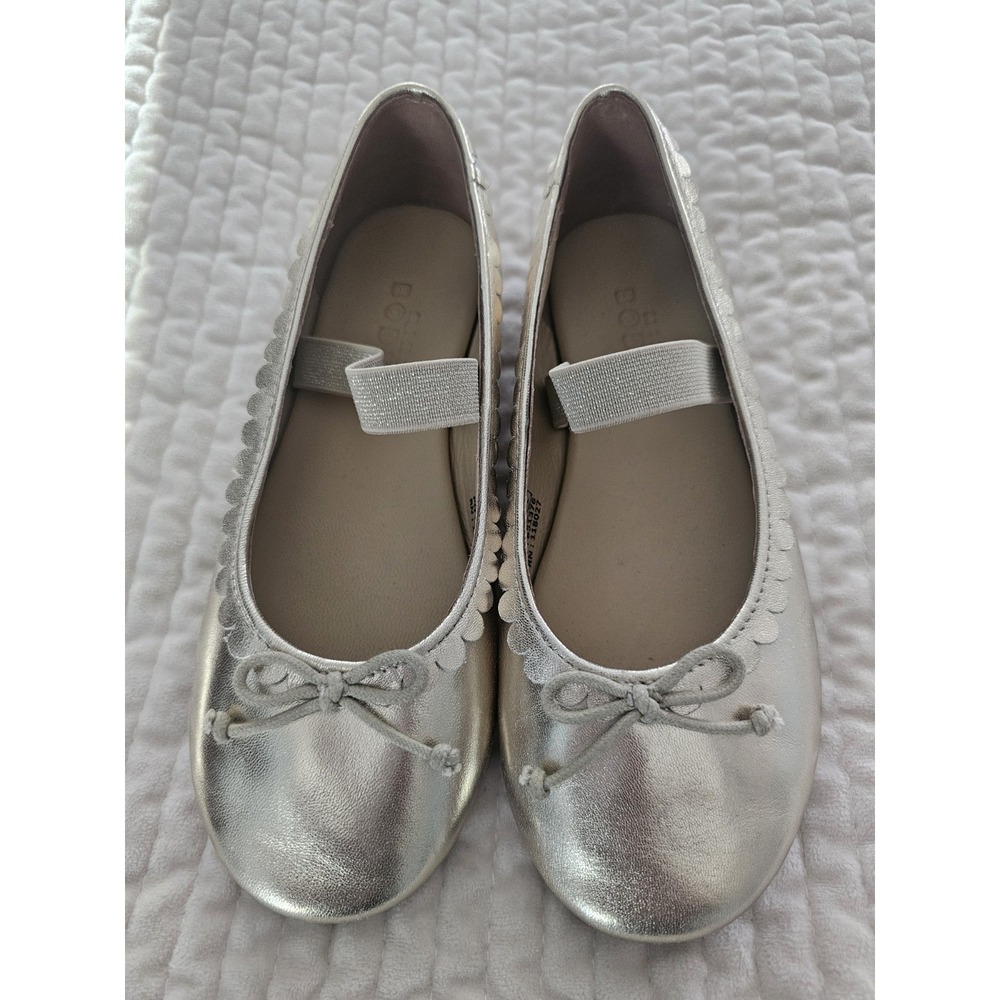 Girl's Mini Boden Gold Metallic Flats Soft‎ Leather Slip On Sz 32/1 Youth